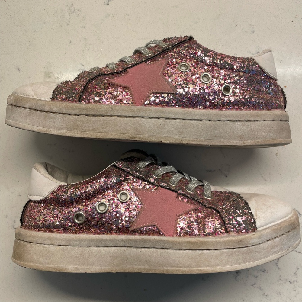 Lola + The Boys Pink Glitter Star Sneakers